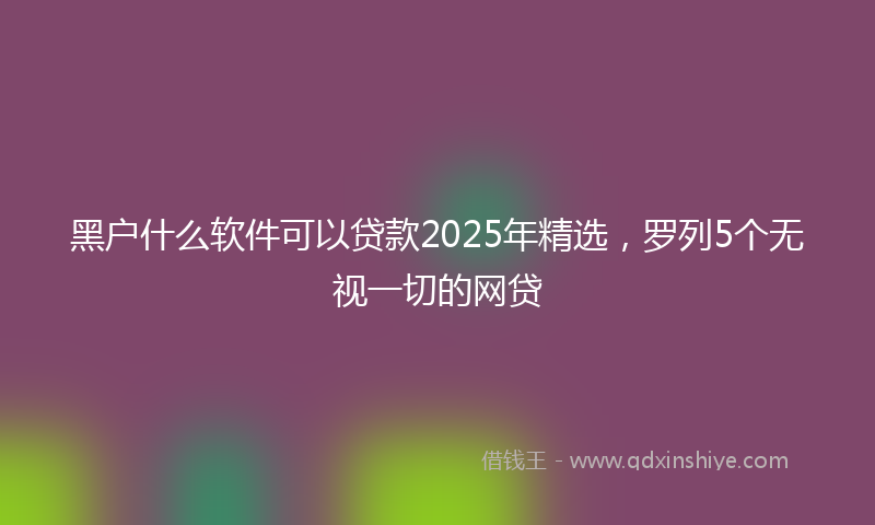 黑户什么软件可以贷款2025年精选，罗列5个无视一切的网贷