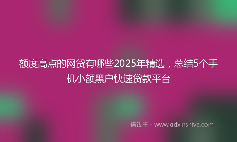 额度高点的网贷有哪些2025年精选，总结5个手机小额黑户快速贷款平台