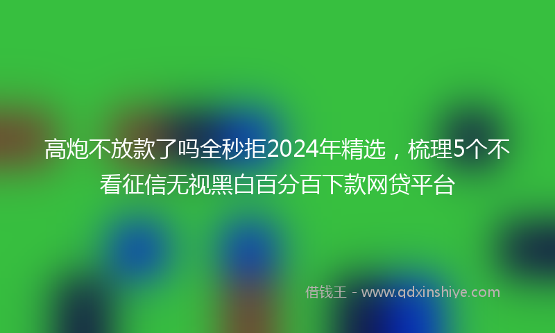 高炮不放款了吗全秒拒2024年精选，梳理5个不看征信无视黑白百分百下款网贷平台