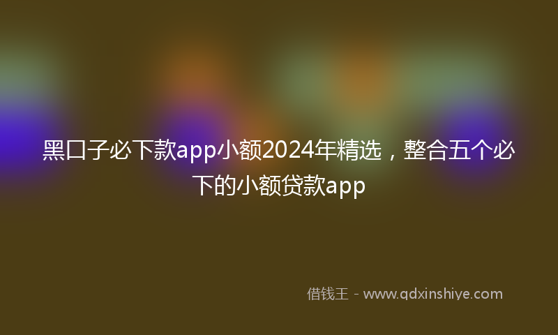 黑口子必下款app小额2024年精选，整合五个必下的小额贷款app