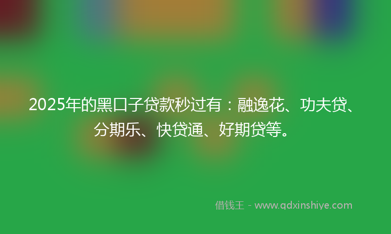 2025年的黑口子贷款秒过有：融逸花、功夫贷、分期乐、快贷通、好期贷等。