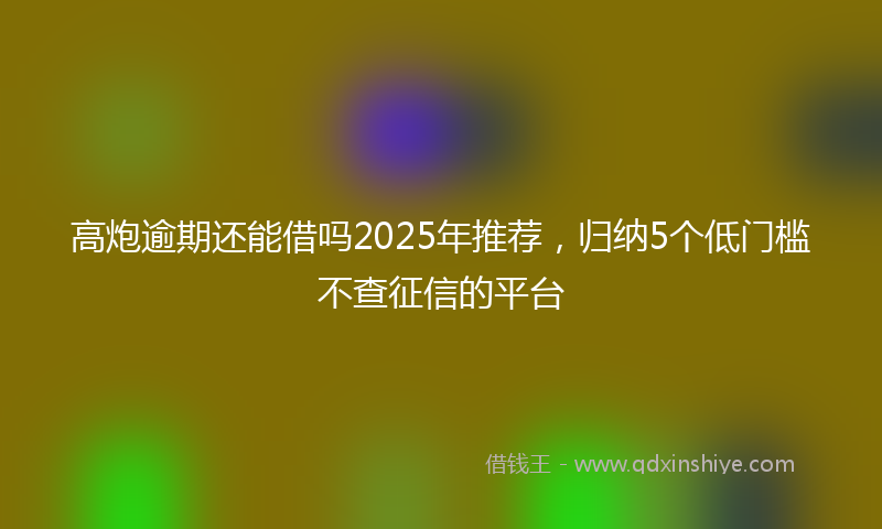 高炮逾期还能借吗2025年推荐，归纳5个低门槛不查征信的平台