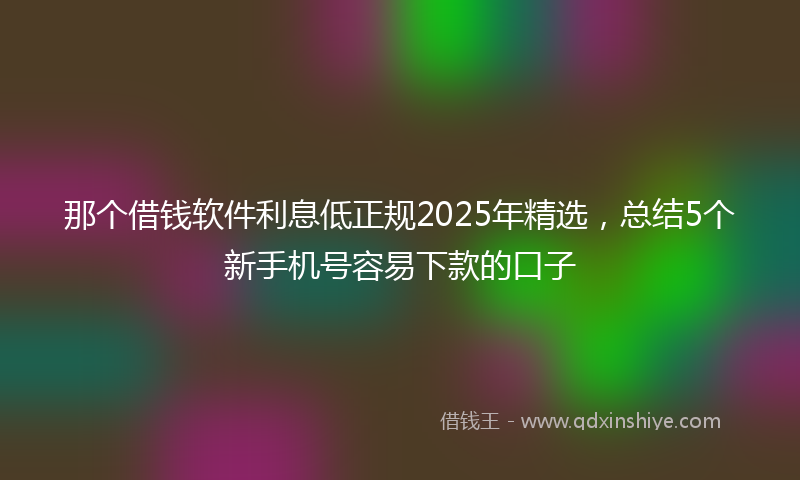 那个借钱软件利息低正规2025年精选，总结5个新手机号容易下款的口子