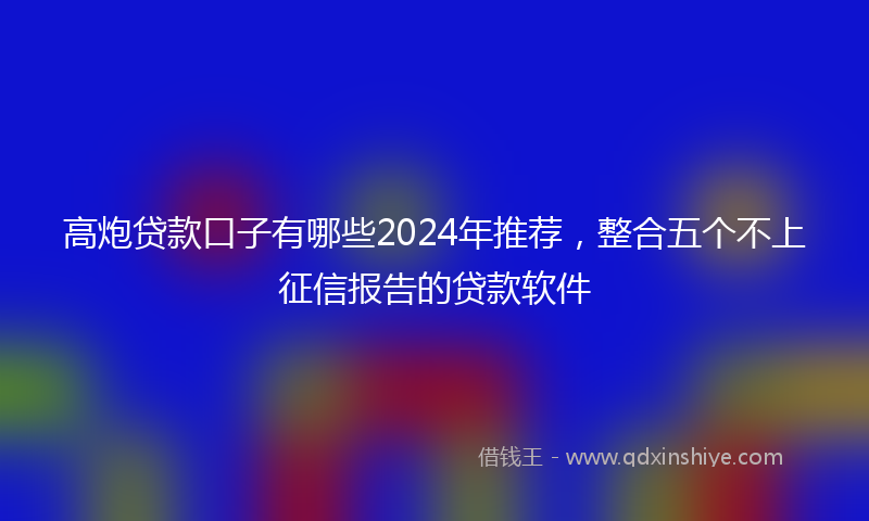 高炮贷款口子有哪些2024年推荐，整合五个不上征信报告的贷款软件