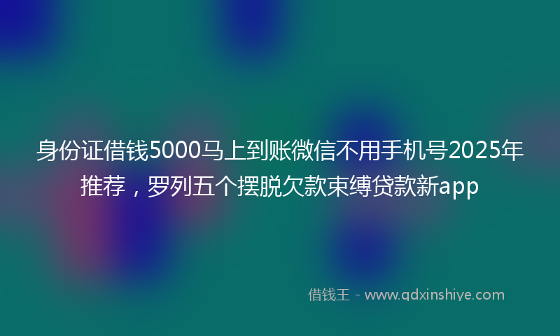 身份证借钱5000马上到账微信不用手机号2025年推荐，罗列五个摆脱欠款束缚贷款新app