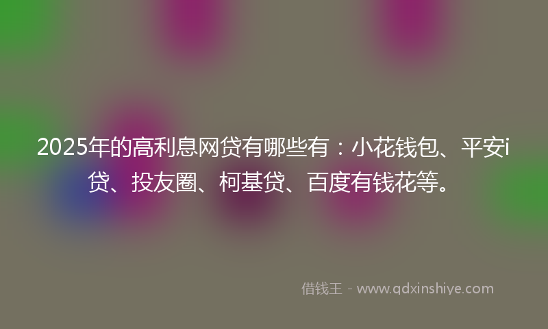 2025年的高利息网贷有哪些有：小花钱包、平安i贷、投友圈、柯基贷、百度有钱花等。