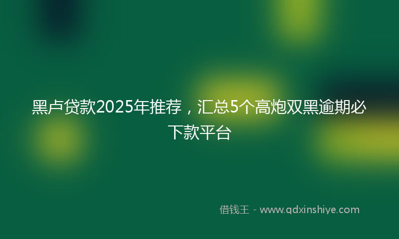 黑卢贷款2025年推荐，汇总5个高炮双黑逾期必下款平台
