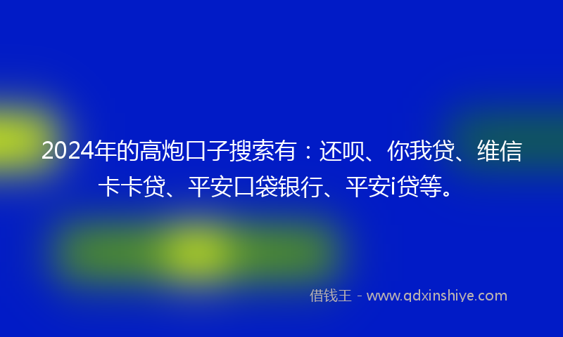 2024年的高炮口子搜索有：还呗、你我贷、维信卡卡贷、平安口袋银行、平安i贷等。