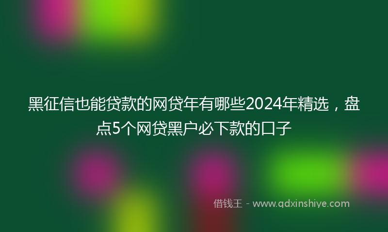 黑征信也能贷款的网贷年有哪些2024年精选，盘点5个网贷黑户必下款的口子
