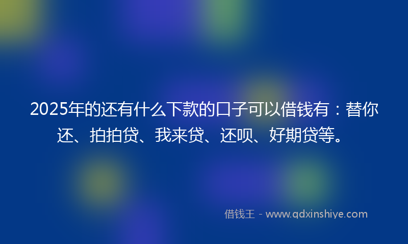 2025年的还有什么下款的口子可以借钱有：替你还、拍拍贷、我来贷、还呗、好期贷等。