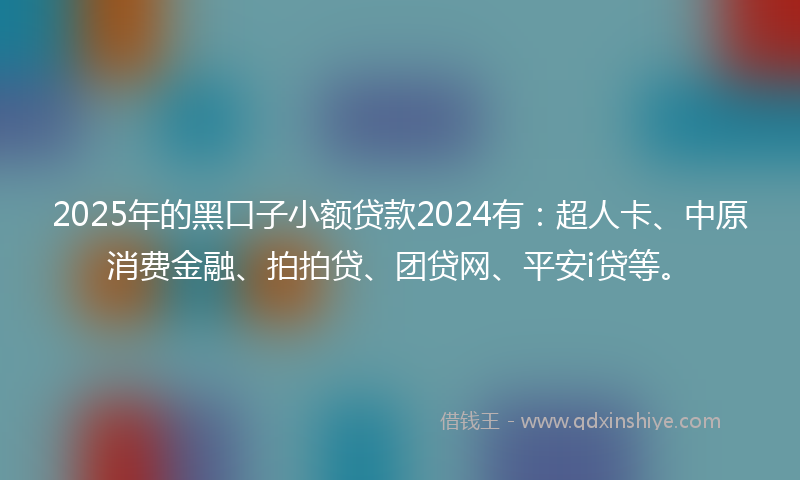 2025年的黑口子小额贷款2024有：超人卡、中原消费金融、拍拍贷、团贷网、平安i贷等。