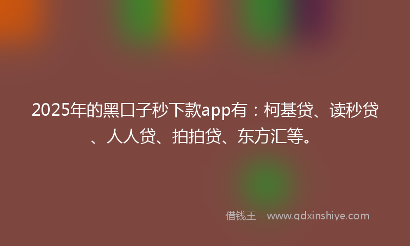 2025年的黑口子秒下款app有：柯基贷、读秒贷、人人贷、拍拍贷、东方汇等。