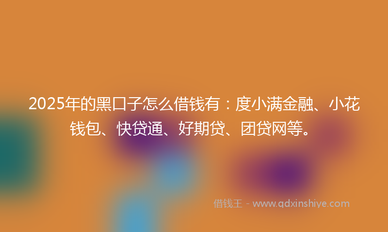 2025年的黑口子怎么借钱有：度小满金融、小花钱包、快贷通、好期贷、团贷网等。