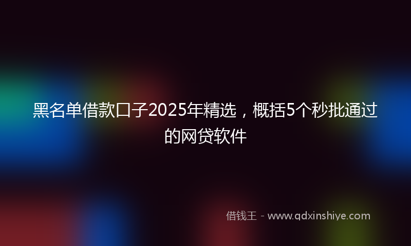 黑名单借款口子2025年精选，概括5个秒批通过的网贷软件