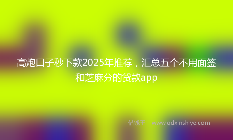 高炮口子秒下款2025年推荐，汇总五个不用面签和芝麻分的贷款app