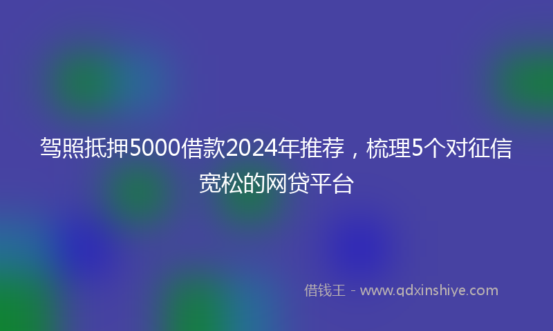 驾照抵押5000借款2024年推荐，梳理5个对征信宽松的网贷平台
