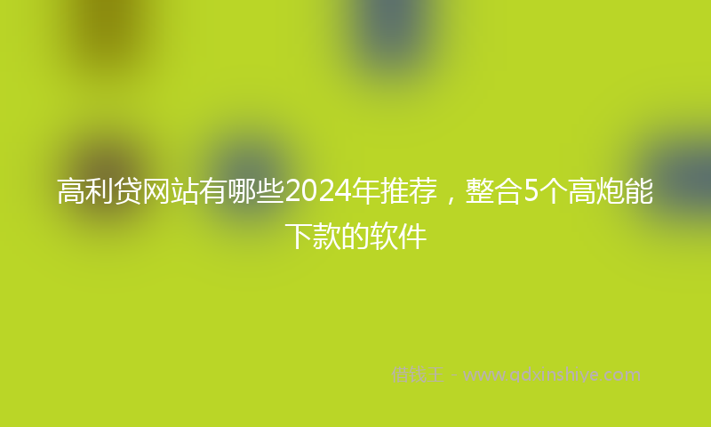 高利贷网站有哪些2024年推荐，整合5个高炮能下款的软件
