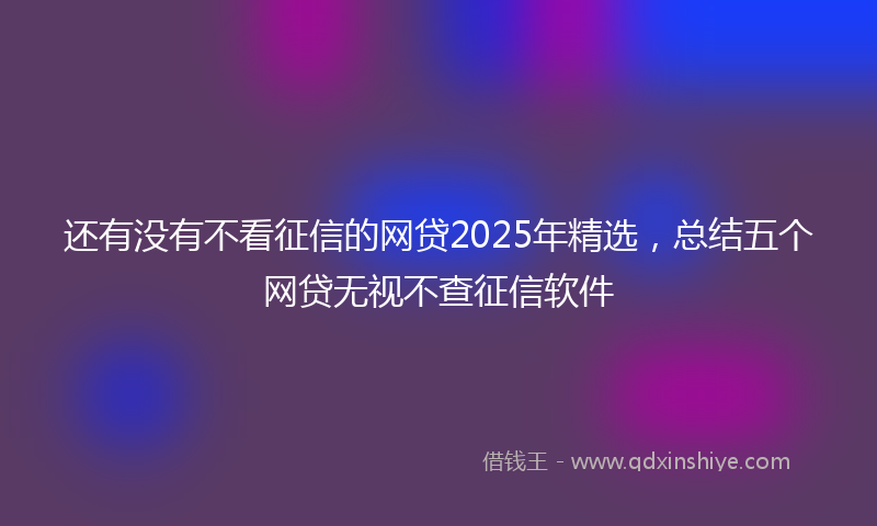 还有没有不看征信的网贷2025年精选，总结五个网贷无视不查征信软件