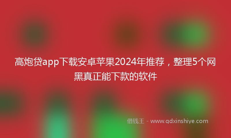 高炮贷app下载安卓苹果2024年推荐，整理5个网黑真正能下款的软件