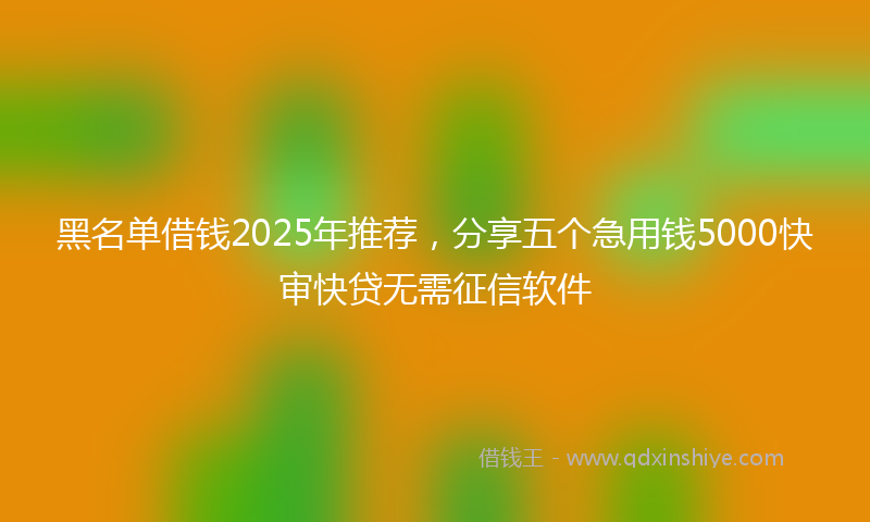 黑名单借钱2025年推荐，分享五个急用钱5000快审快贷无需征信软件