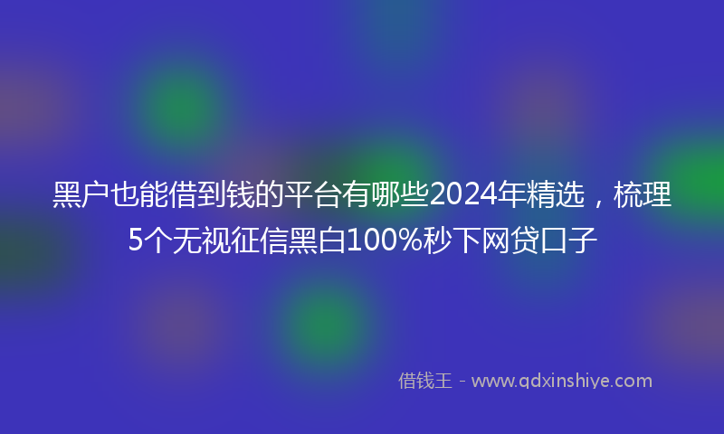黑户也能借到钱的平台有哪些2024年精选，梳理5个无视征信黑白100%秒下网贷口子