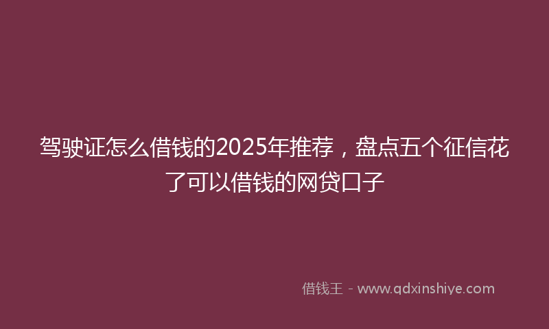 驾驶证怎么借钱的2025年推荐，盘点五个征信花了可以借钱的网贷口子