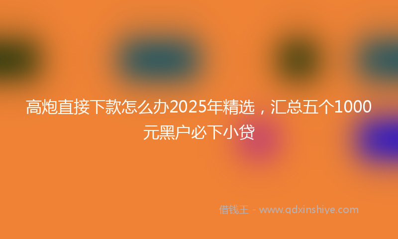 高炮直接下款怎么办2025年精选，汇总五个1000元黑户必下小贷