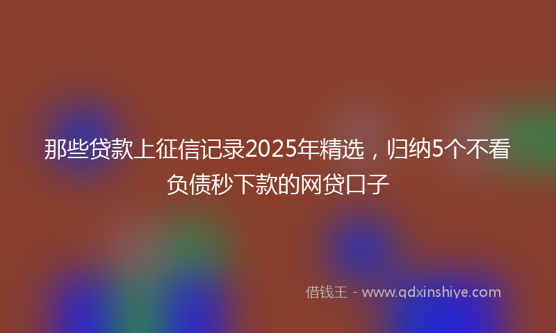 那些贷款上征信记录2025年精选，归纳5个不看负债秒下款的网贷口子