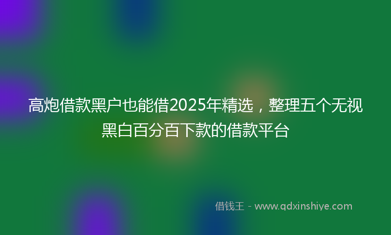 高炮借款黑户也能借2025年精选，整理五个无视黑白百分百下款的借款平台