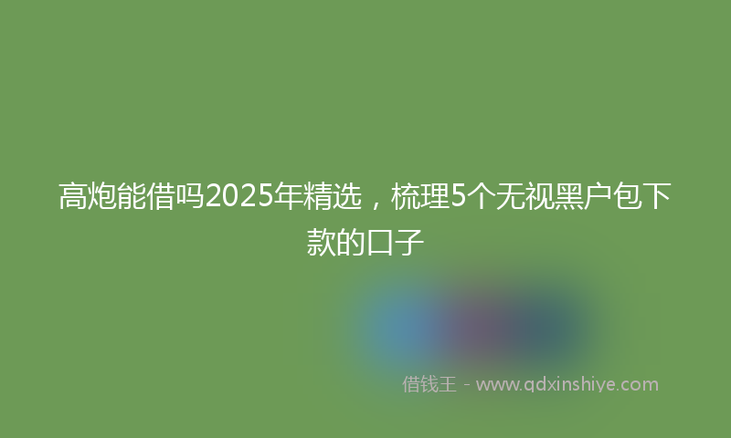 高炮能借吗2025年精选，梳理5个无视黑户包下款的口子