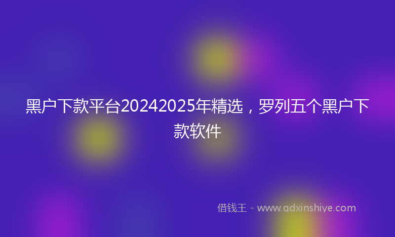 黑户下款平台20242025年精选，罗列五个黑户下款软件