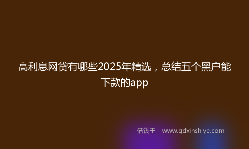 高利息网贷有哪些2025年精选，总结五个黑户能下款的app