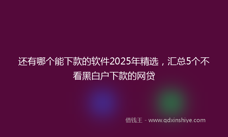 还有哪个能下款的软件2025年精选，汇总5个不看黑白户下款的网贷