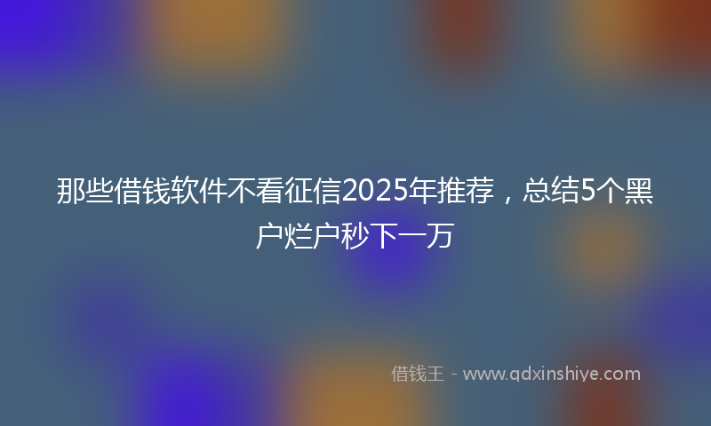 那些借钱软件不看征信2025年推荐，总结5个黑户烂户秒下一万
