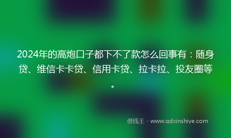 2024年的高炮口子都下不了款怎么回事有：随身贷、维信卡卡贷、信用卡贷、拉卡拉、投友圈等。
