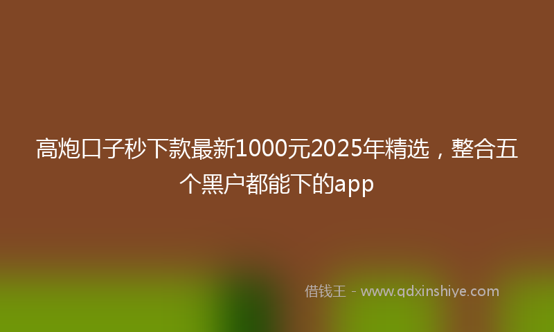 高炮口子秒下款最新1000元2025年精选，整合五个黑户都能下的app