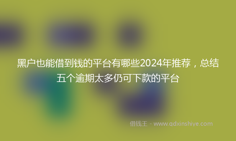 黑户也能借到钱的平台有哪些2024年推荐，总结五个逾期太多仍可下款的平台