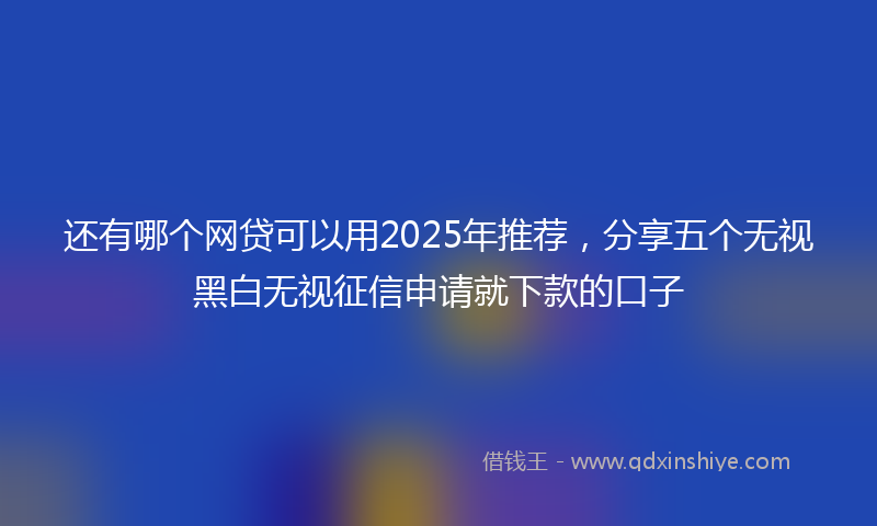 还有哪个网贷可以用2025年推荐，分享五个无视黑白无视征信申请就下款的口子