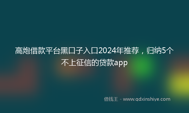 高炮借款平台黑口子入口2024年推荐，归纳5个不上征信的贷款app