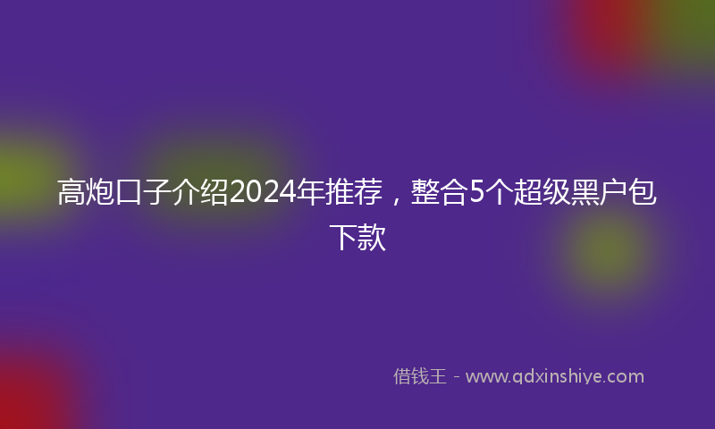 高炮口子介绍2024年推荐，整合5个超级黑户包下款