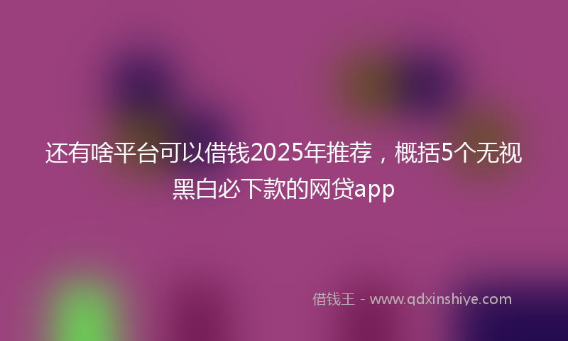 还有啥平台可以借钱2025年推荐，概括5个无视黑白必下款的网贷app
