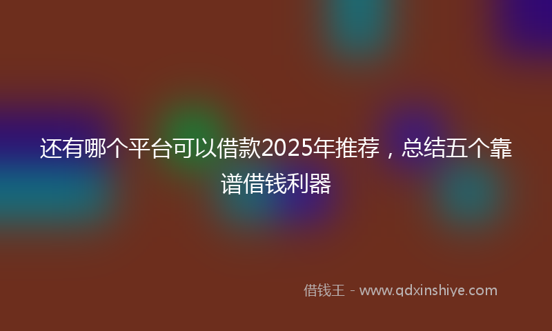 还有哪个平台可以借款2025年推荐，总结五个靠谱借钱利器