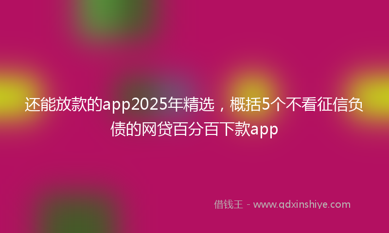 还能放款的app2025年精选，概括5个不看征信负债的网贷百分百下款app