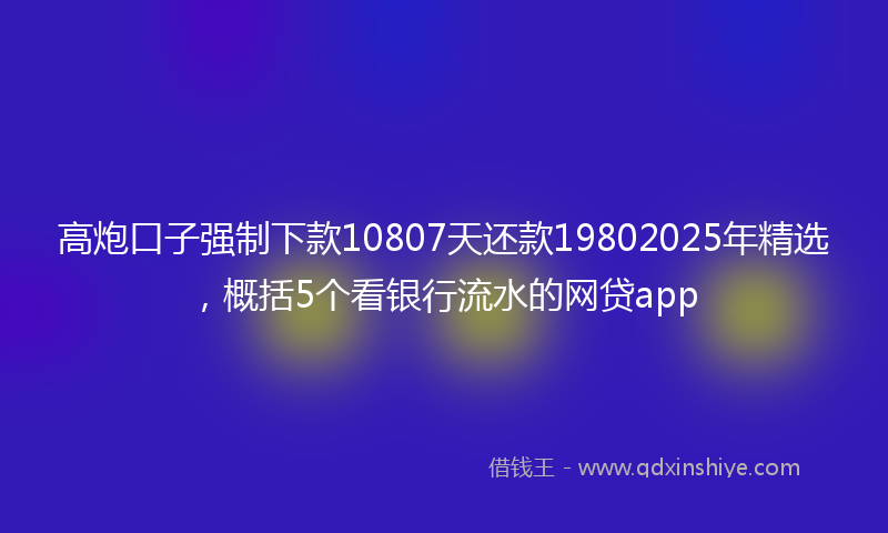 高炮口子强制下款10807天还款19802025年精选，概括5个看银行流水的网贷app