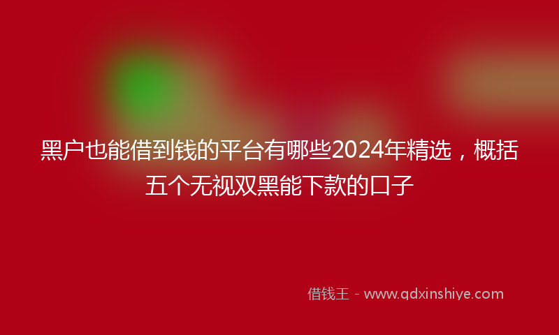 黑户也能借到钱的平台有哪些2024年精选，概括五个无视双黑能下款的口子