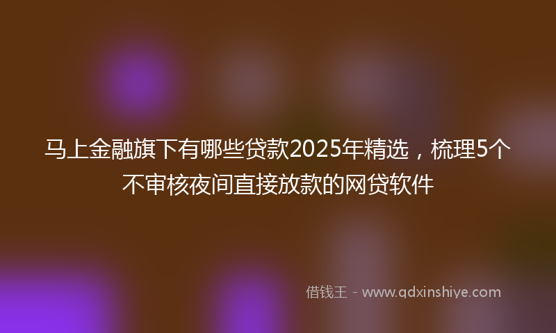 马上金融旗下有哪些贷款2025年精选，梳理5个不审核夜间直接放款的网贷软件