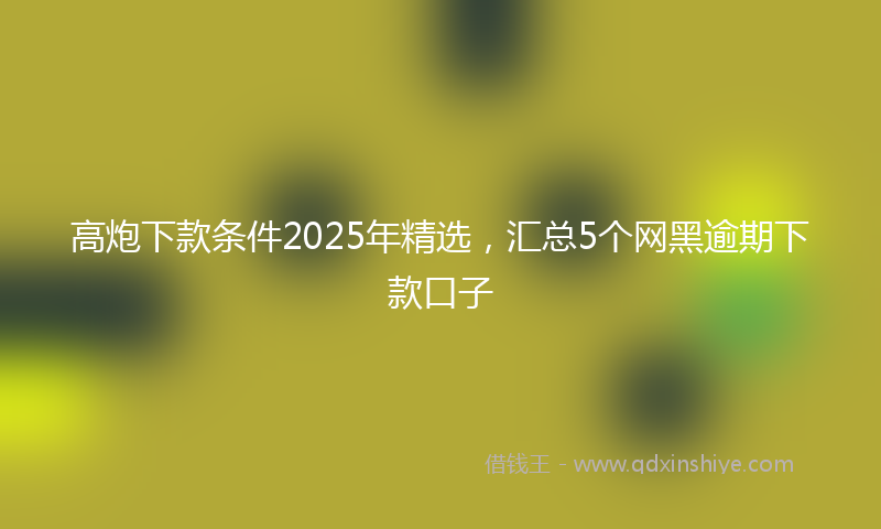高炮下款条件2025年精选，汇总5个网黑逾期下款口子