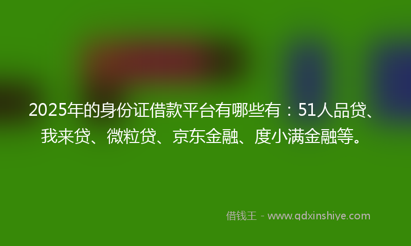2025年的身份证借款平台有哪些有：51人品贷、我来贷、微粒贷、京东金融、度小满金融等。