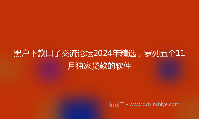 黑户下款口子交流论坛2024年精选，罗列五个11月独家贷款的软件