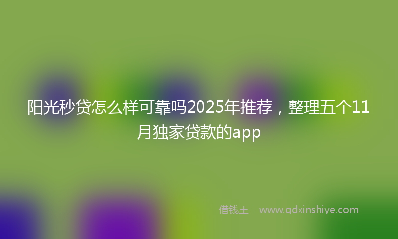 阳光秒贷怎么样可靠吗2025年推荐，整理五个11月独家贷款的app